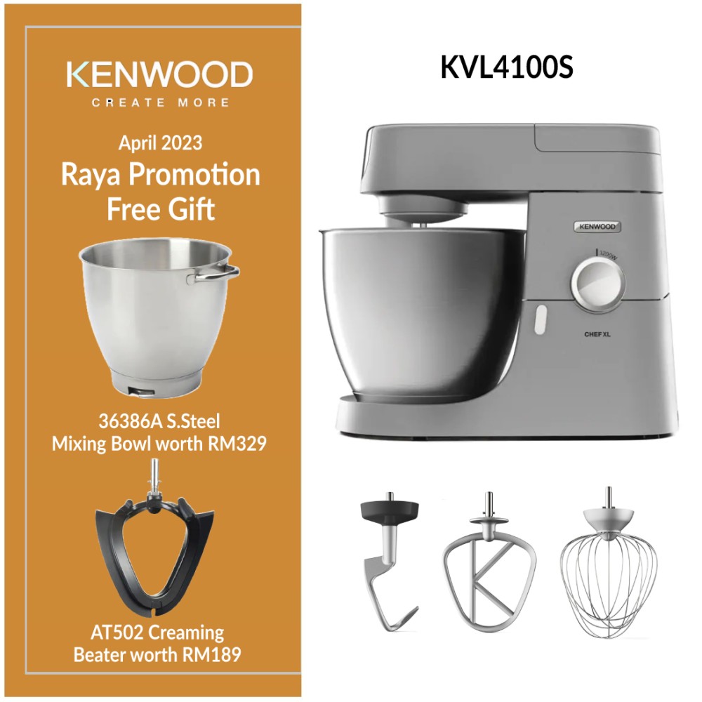 Kenwood 6.7L Chef XL Stand Mixer with 3 Attachments | KVL4100S