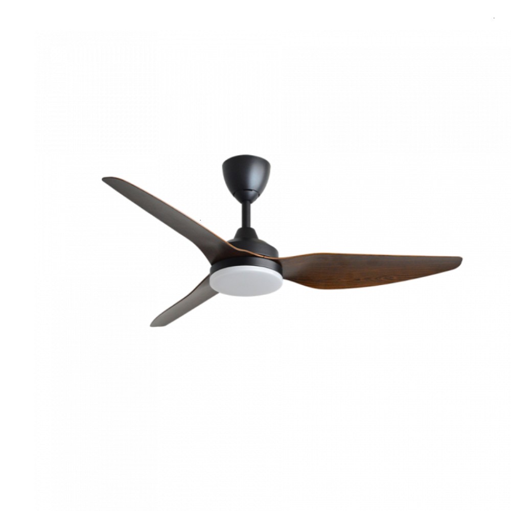 ALPHA Vannus VC3 3B 52" LED Ceiling Fan with 3 Blades & 6 Speed Remote (MATT BLACK/WALNUT) | VC3-3B/52 LED