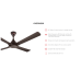 KDK 56" 4 ABS BLADE R/CONTROL CEILING FAN WITH DC MOTOR - BROWN | K14RH-PBR