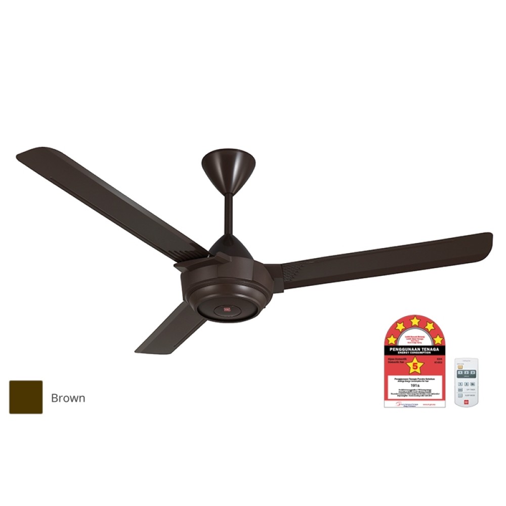 KDK 56" 3 Blades Ceiling Fan with Remote Control (Brown) | K14X2-PBR