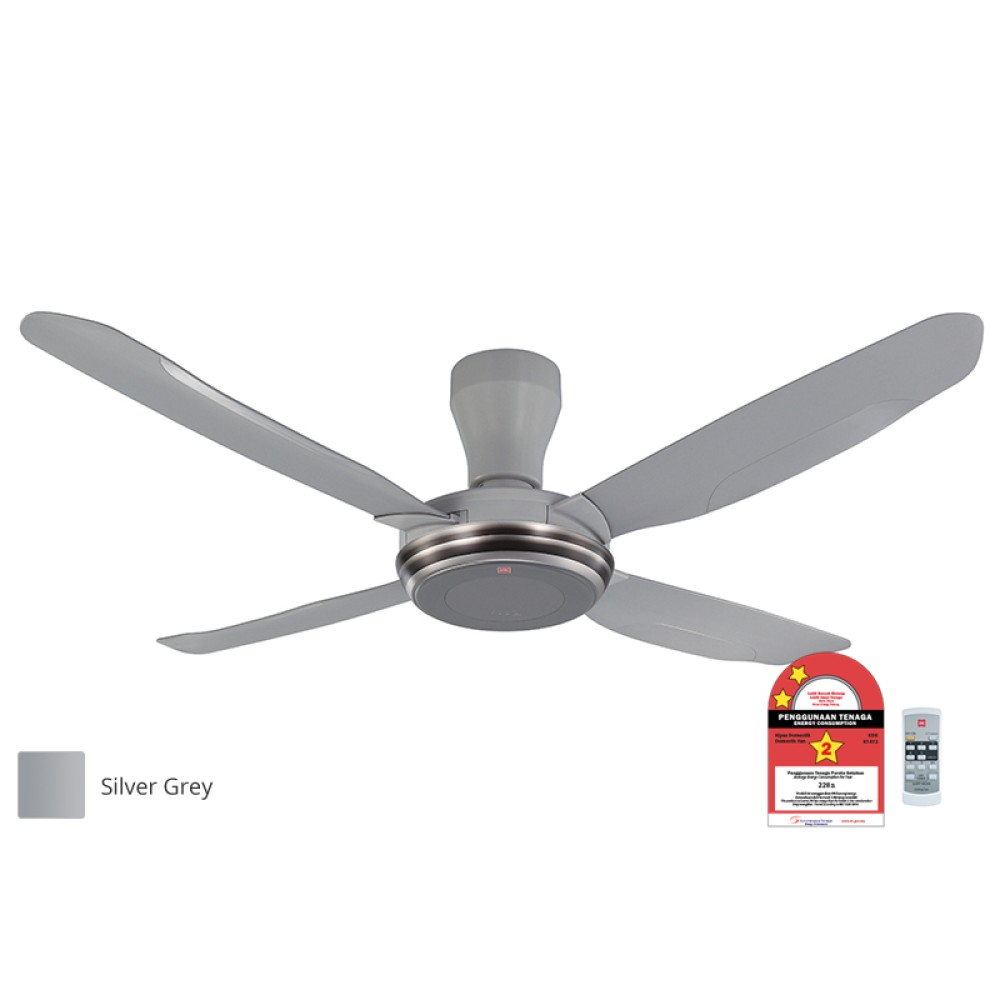 KDK YURAGI 4 BLADE R/CONTROL 56" CEILING FAN - SILVER GREY