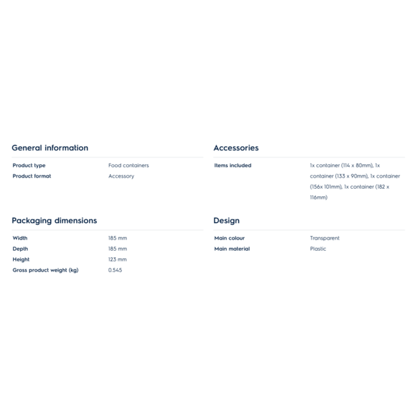 4x BPA-free plastic food containers | EACONP4P