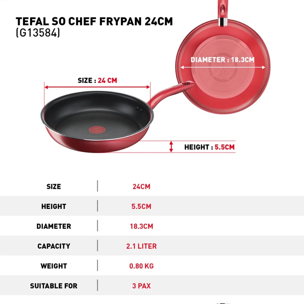 Tefal So Chef 2 Pcs Set (Deep Frypan 28cm + Frypan 24cm) - Induction Base | G135S2