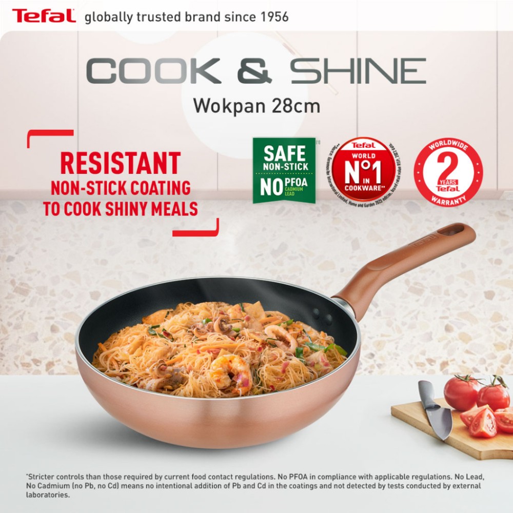 Tefal Cook & Shine Wokpan 28cm | Non-Stick Cookware | G80819