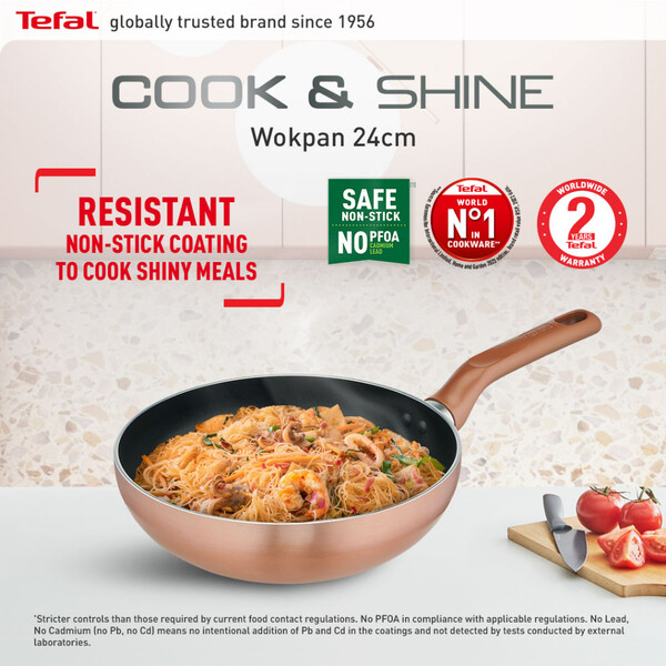 Tefal Cook & Shine Wokpan 24cm | Non-Stick Cookware | G80878