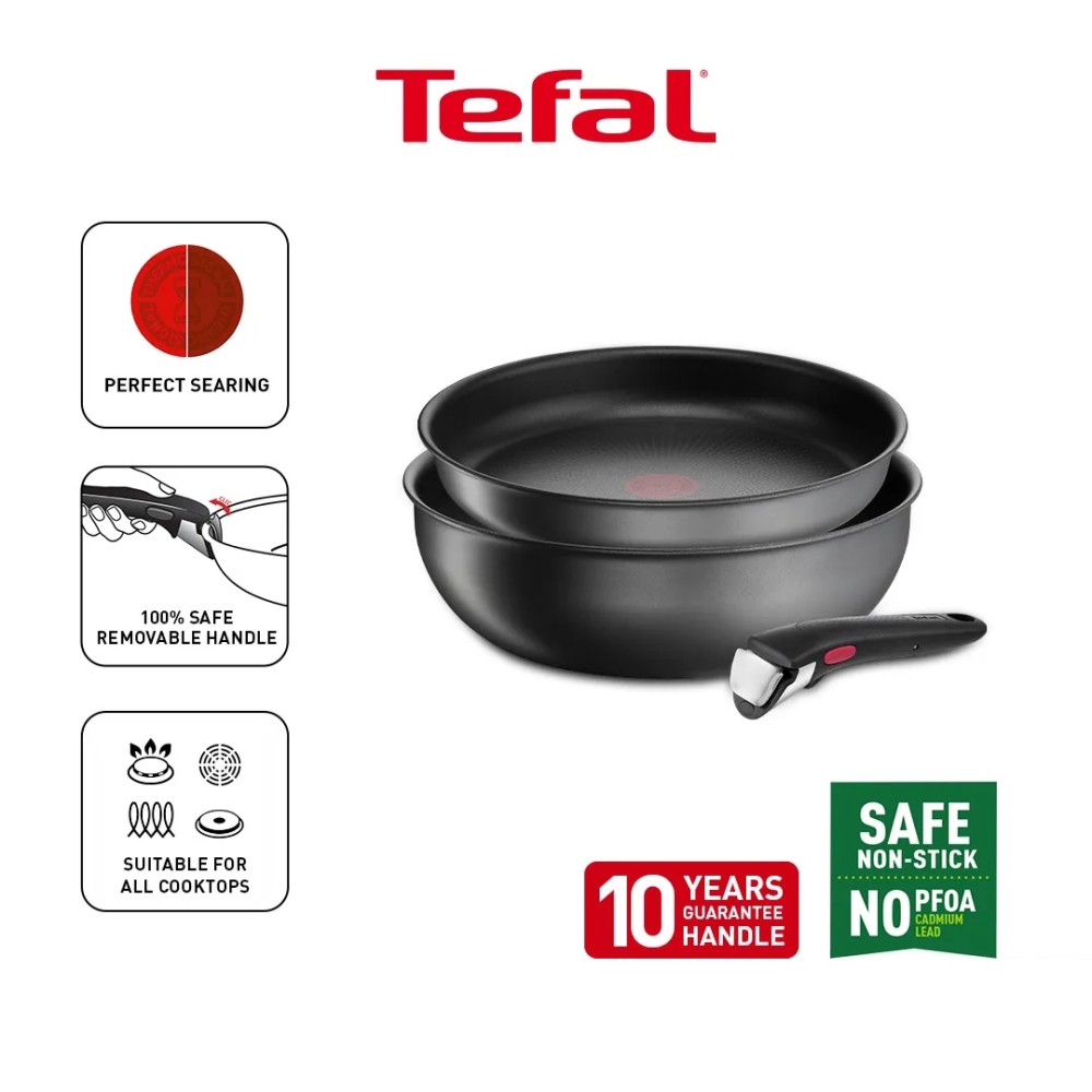 TEFAL INGENIO COOK'N CLEAN 6-PIECE SET: FRYPANS 22/26 CM + SAUCEPAN 18 CM +  SAUTEPAN 24 CM + 1 HERMETIC LID + 1 HANDLE L2379202