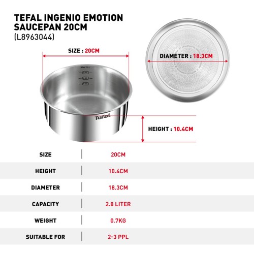 Tefal Ingenio Emotion Saucepan 20cm | L8963044