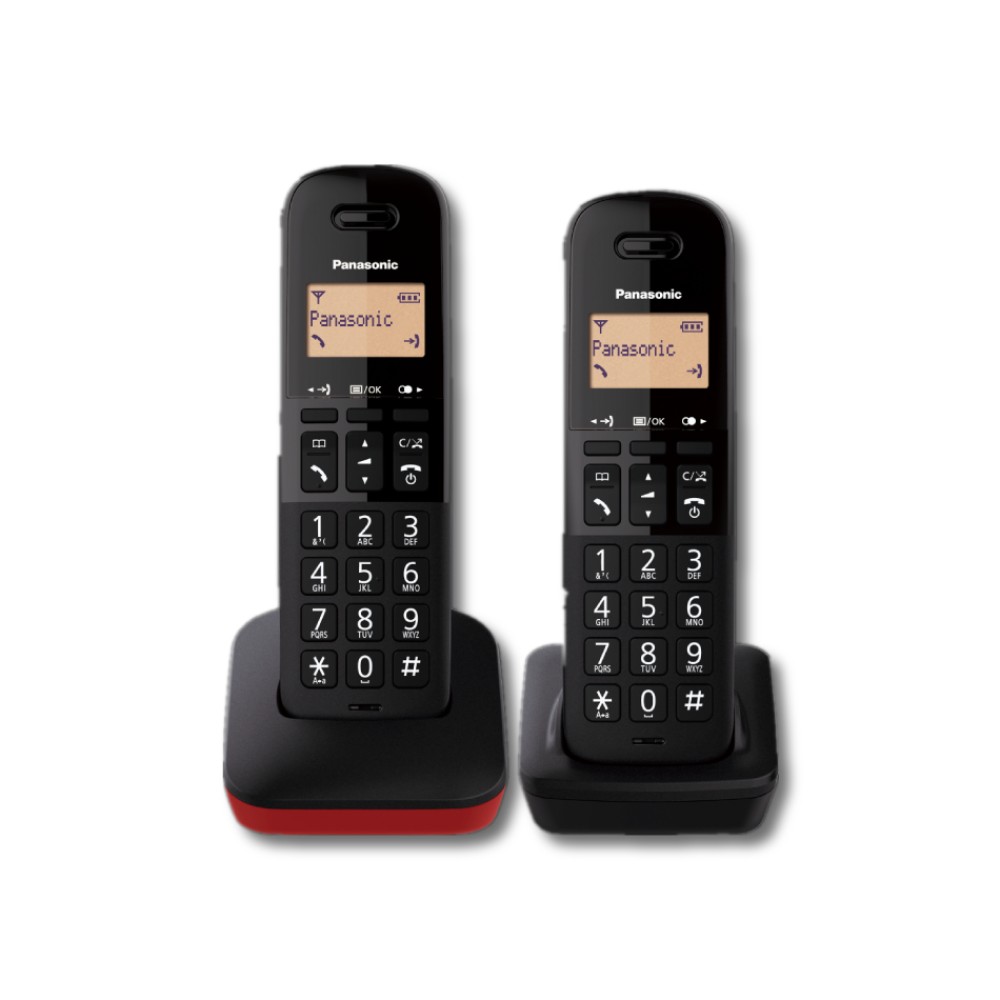 Panasonic Digital Cordless Phone (2 Handsets) with Nuisance Call Block (Red) | KX-TGB31ML2