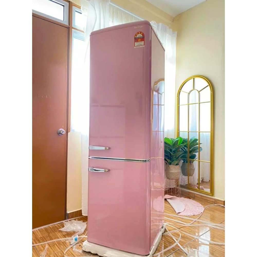 isonic 261L Bottom Mount Freezer Twin Door Refrigerator (Candy Pink) | IDR-BCD261LH