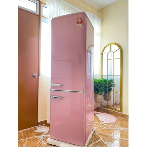 [SAVE 4.0] isonic 261L Bottom Mount Freezer Twin Door Refrigerator (Candy Pink) | IDR-BCD261LH