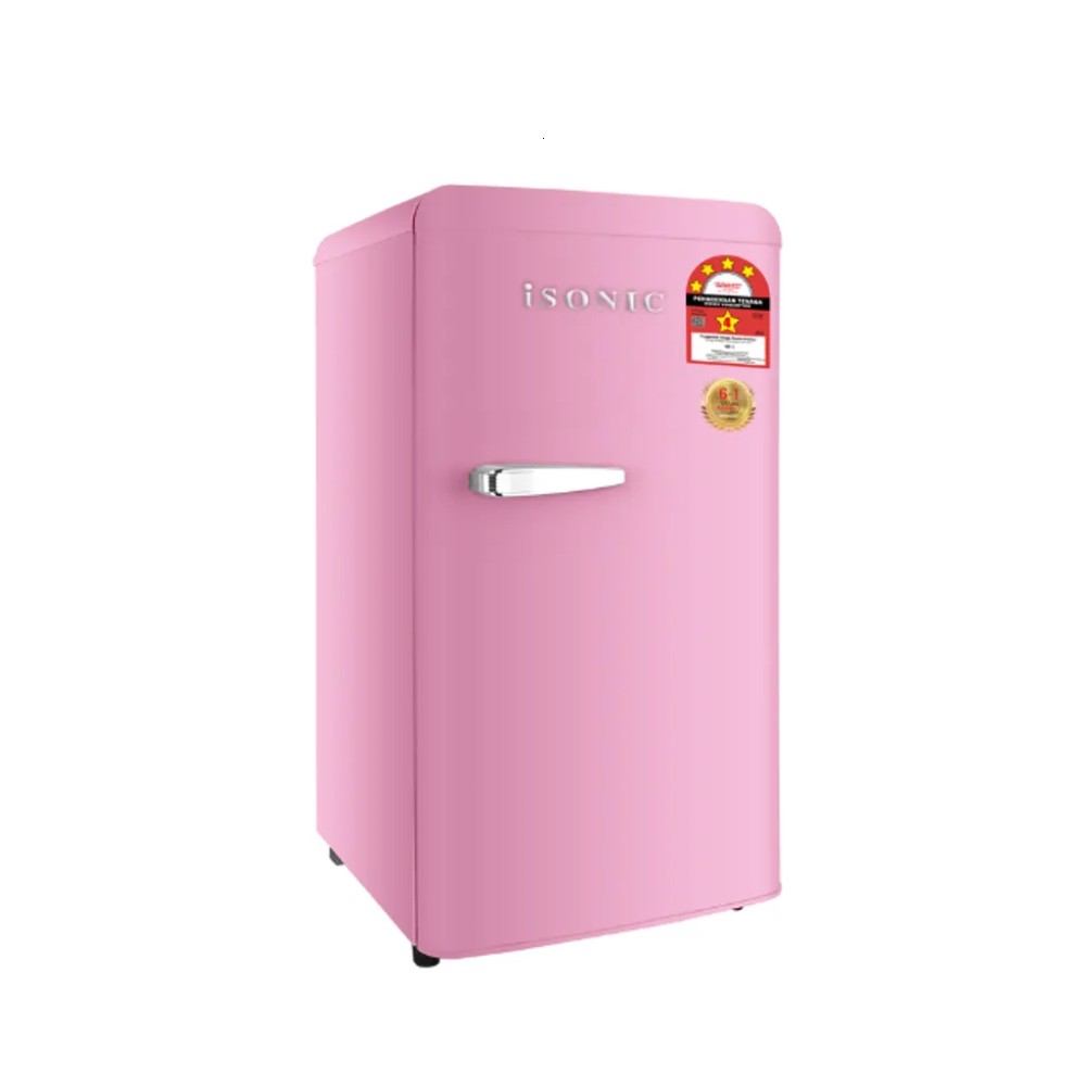 [NUR] isonic 110L Single Door Vintage Refrigerator (Candy Pink) | ISR-BC110LH