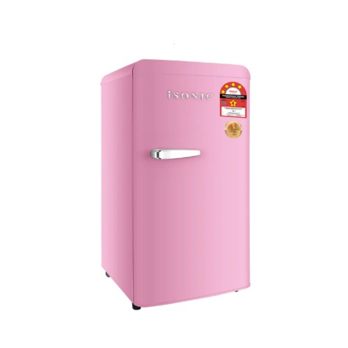 isonic 110L Single Door Vintage Refrigerator (Candy Pink) | ISR-BC110LH