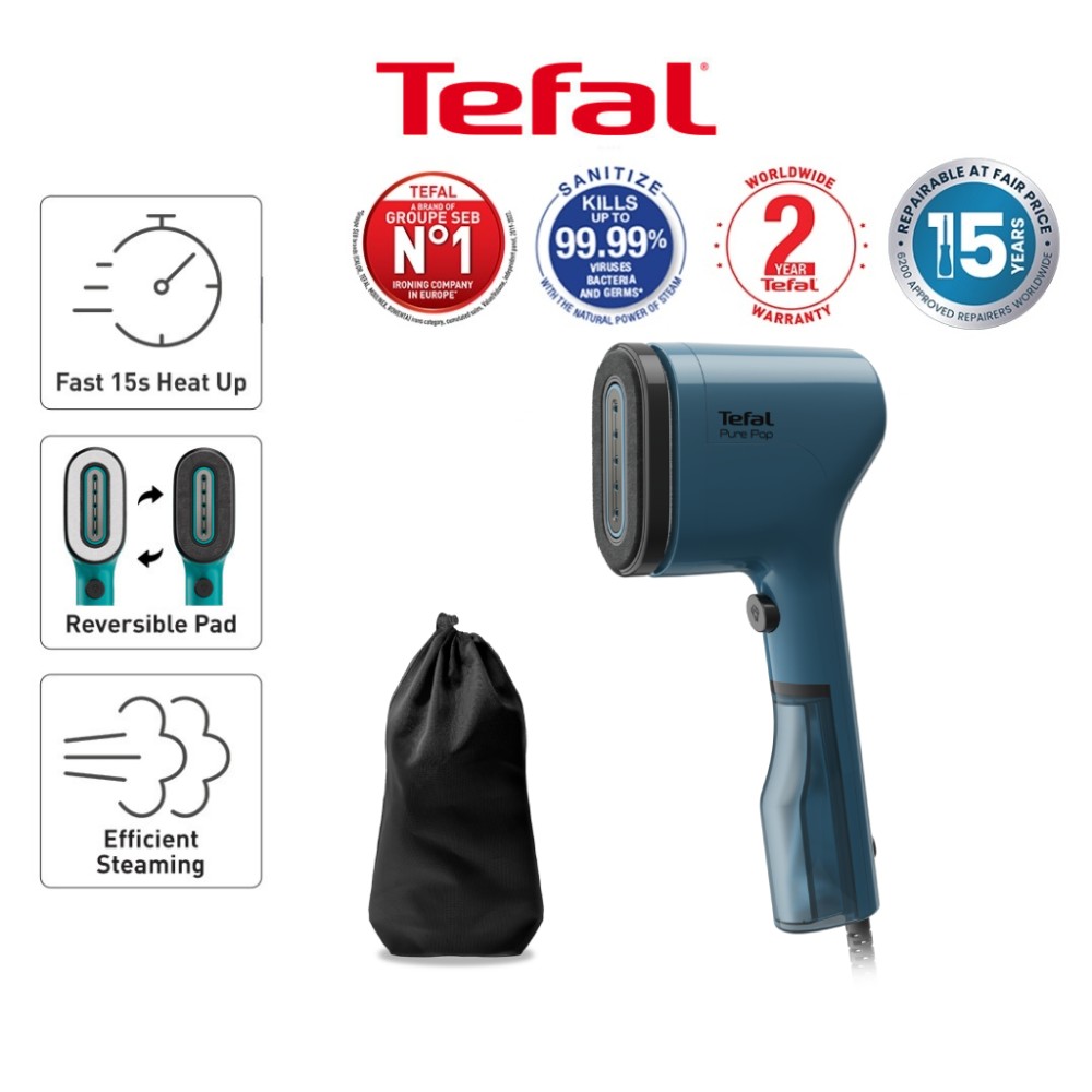 Tefal Pure Pop Handheld Garment Steamer (Alpine Blue) | DT2020