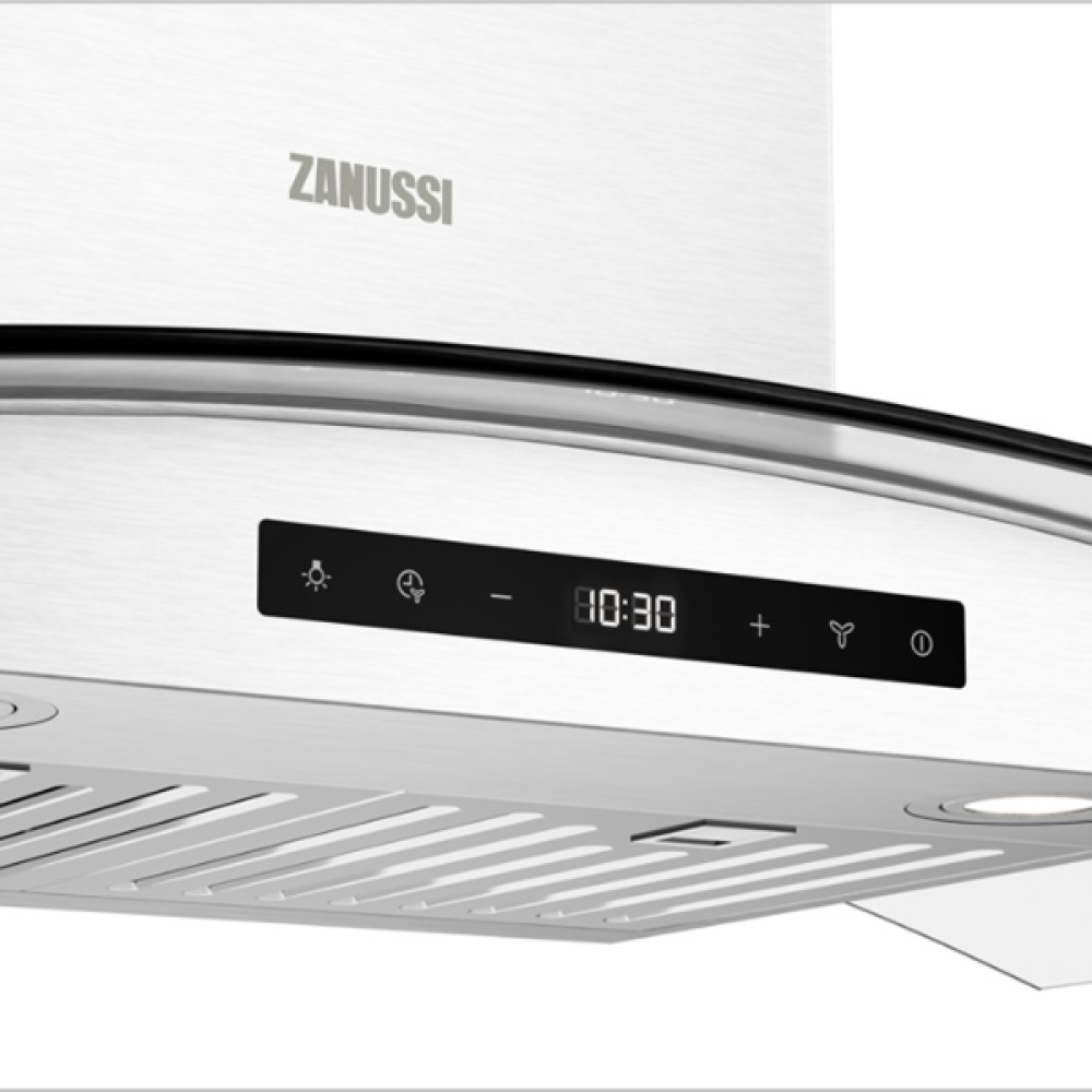 Zanussi 90cm 1300m³ Chimney Curved Glass Hood | ZHC9791X