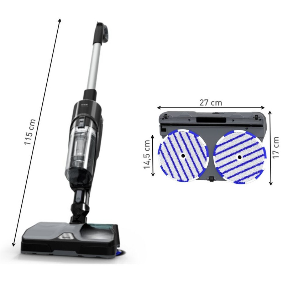 Tefal X-Combo Allergy+ 2-in-1 Wet & Dry Handstick Vacuum Cleaner | Floor Mop Washer | GF3039
