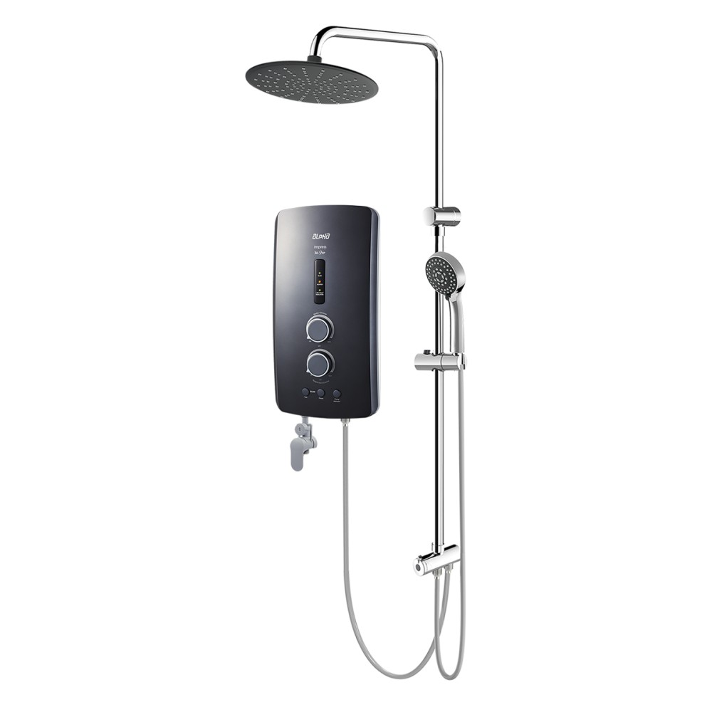 ALPHA IM-9EP BUILT-IN PUMP PLUS RAIN-SHOWER INSTANT WATER HEATER (METAL BLACK)