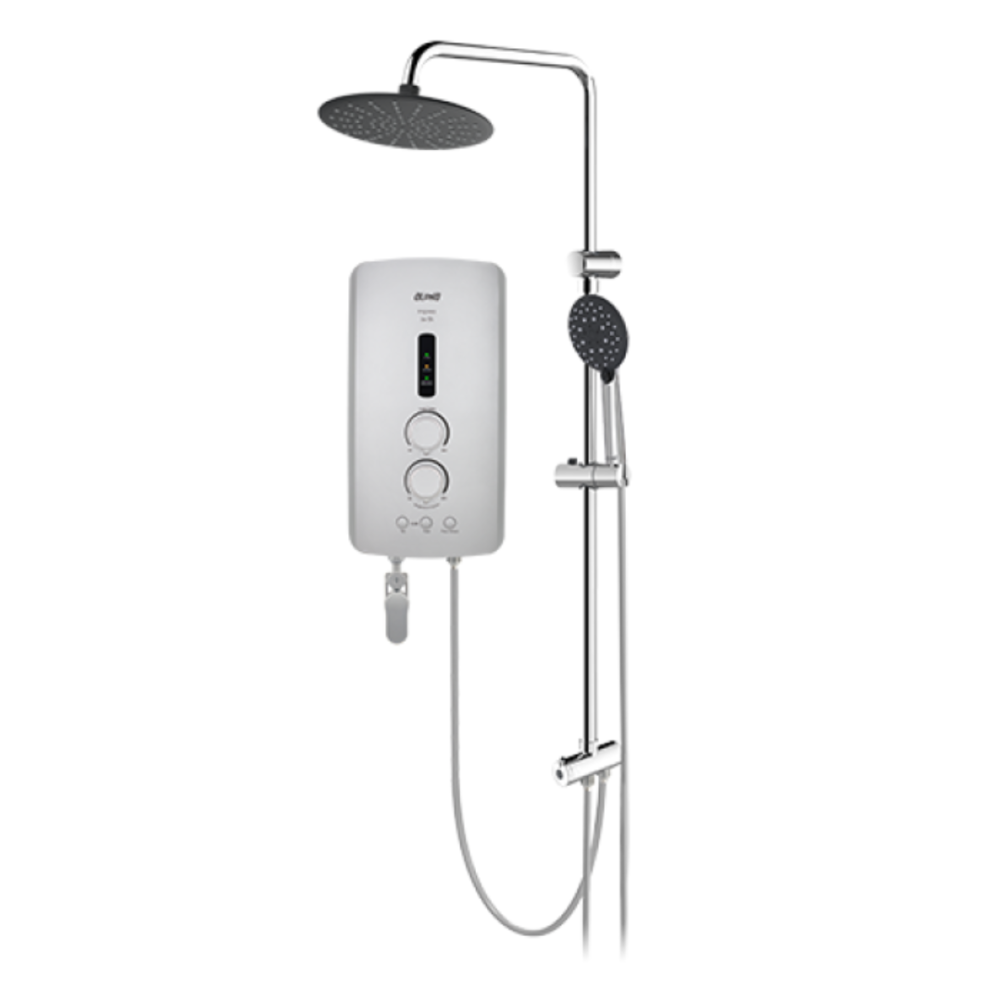 ALPHA 55W RAIN SHOWER WATER HEATER WITH DC MOTOR - MISTY SILVER | IM-9I RAINSHOWER
