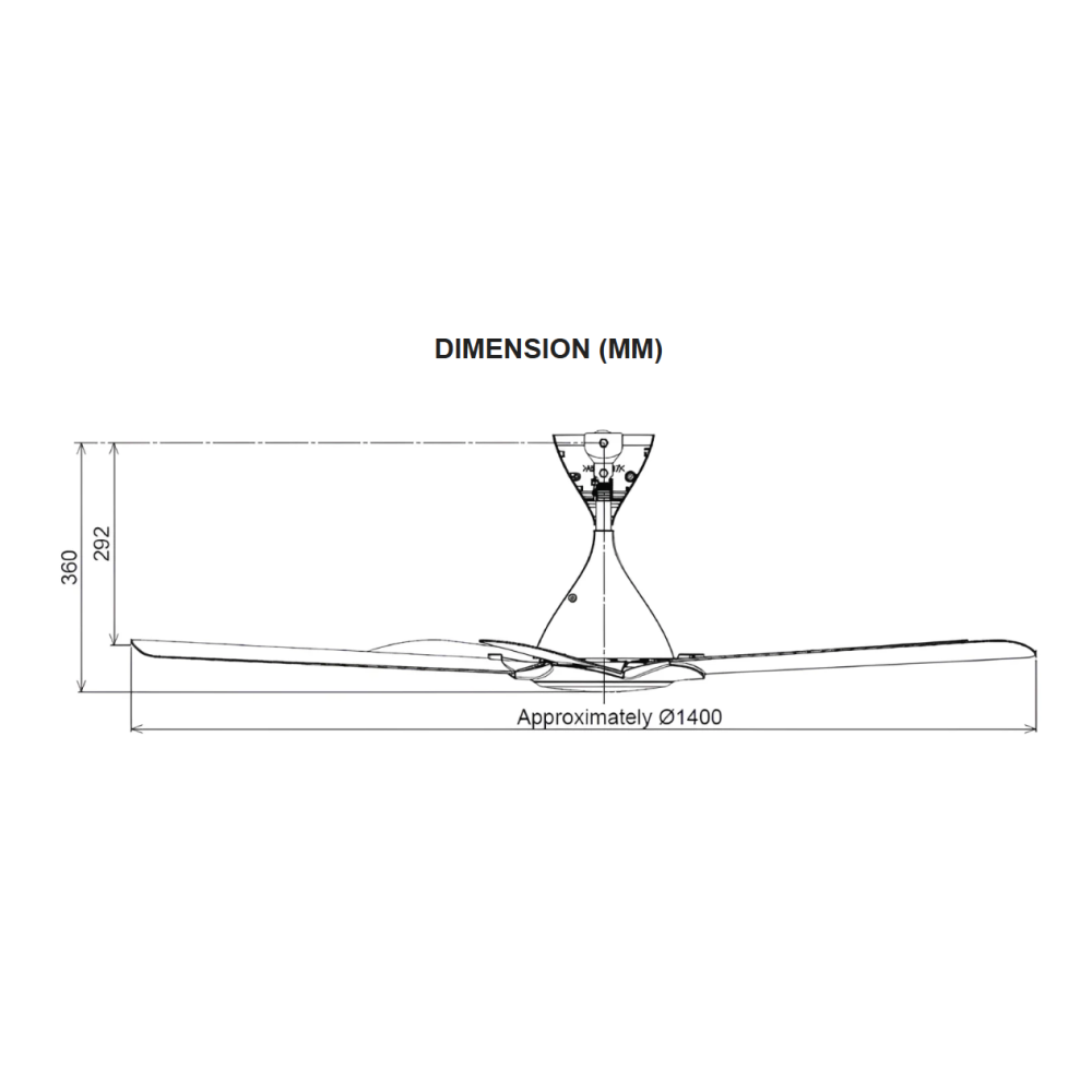 KDK 56" 5 BLADE R/CONTROL CEILING FAN WITH DC MOTOR - BROWN | K14PH-PBR
