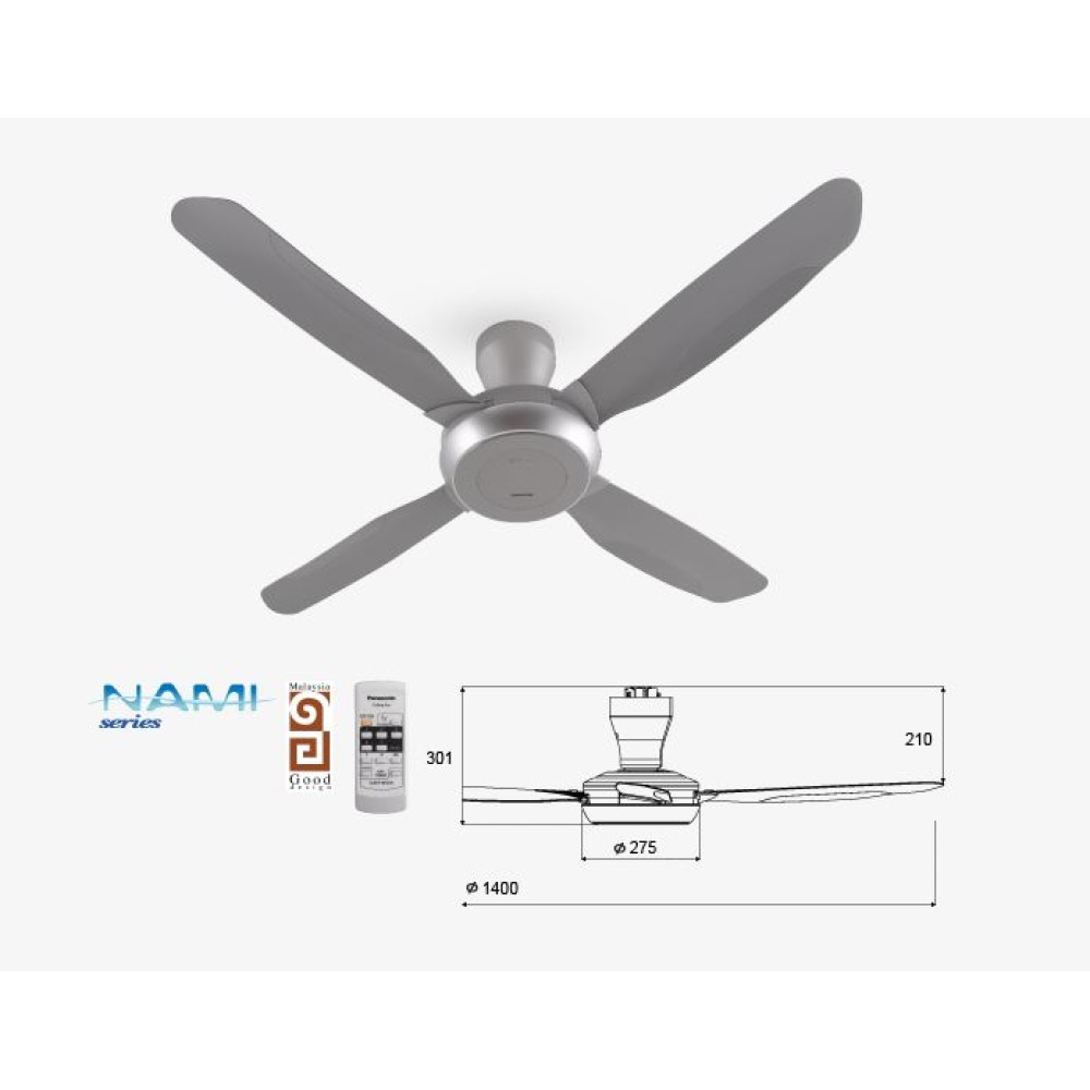 Panasonic NAMI 4 Blade 5 Speeds Ceiling Fan | F-M14E2VBHH