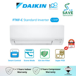 DAIKIN Standard Inverter Air Conditioner FTKF R32 (1.5HP) FTKF35C/RKF35C-3WMY-LF | Built In WiFi