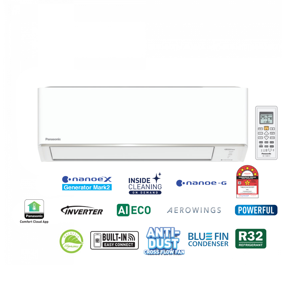 Panasonic 1.0HP X-Deluxe Inverter (KU) R32 Air Conditioner with Built-In WIFI| CS-KU9AKH-1