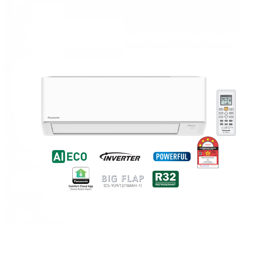 [NUR] Panasonic 2.0HP X-Saver ECO Inverter YU Series R32 Air Conditioner | CS-YU18AKH-1