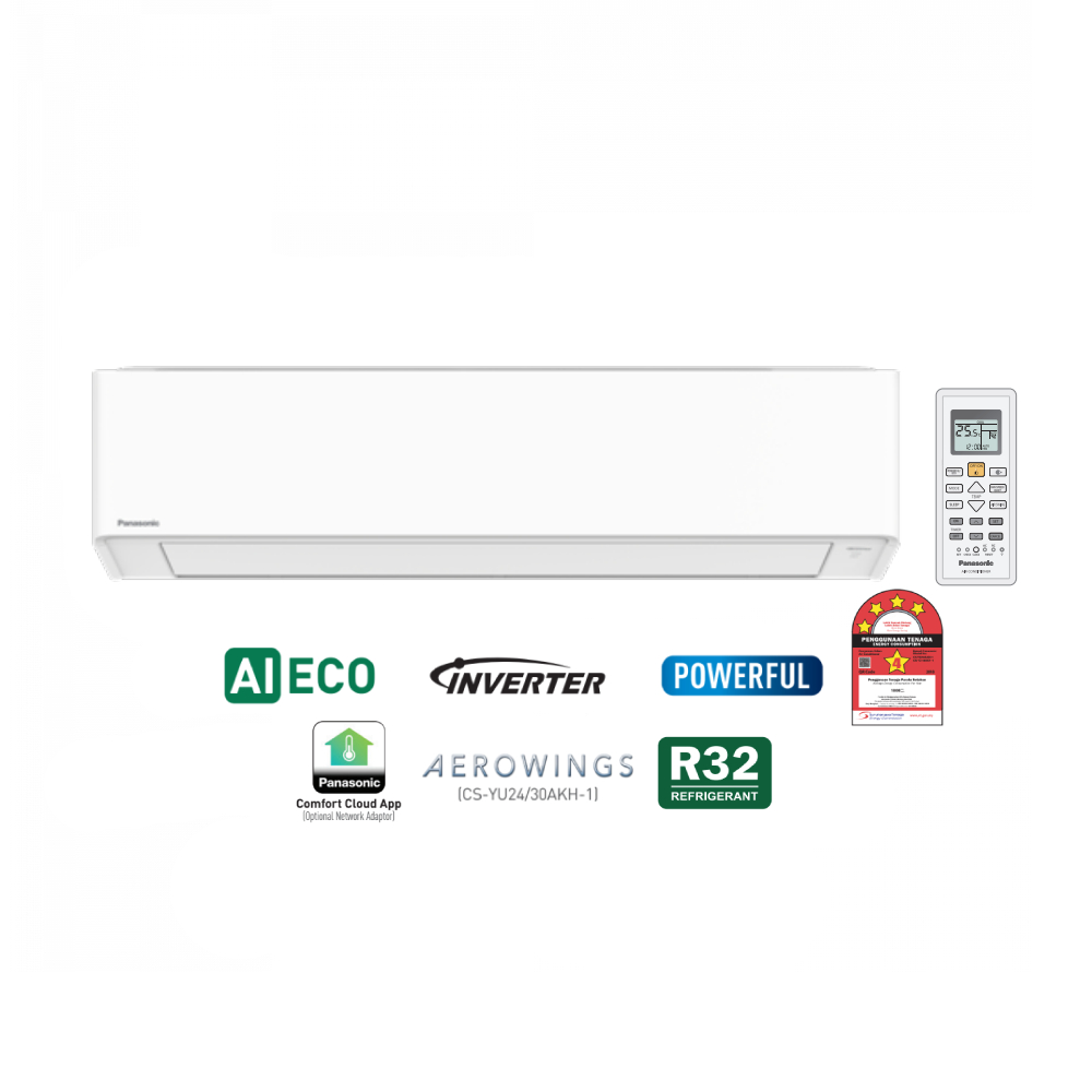 [NUR] Panasonic 2.5HP X-Saver ECO Inverter YU Series R32 Air Conditioner | CS-YU24AKH-1