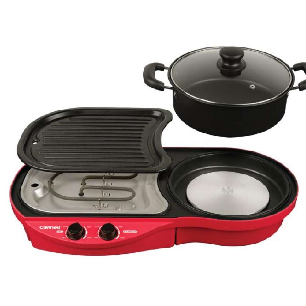 Cornell 2-in-1 Grill & Steamboat Non-stick Coating plate Pan Grill with Double Temperature Controller | CCG-EL88DT