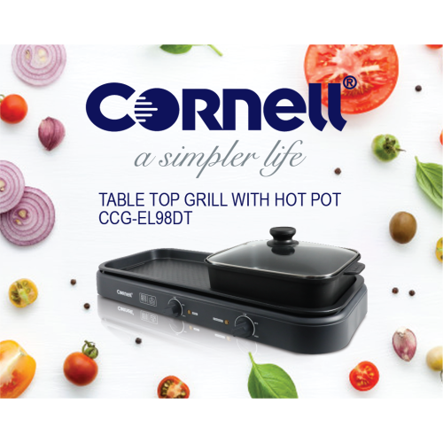 Cornell Table Top Grill & Hot Pot with Double Temperature Controller | CCG-EL98DT