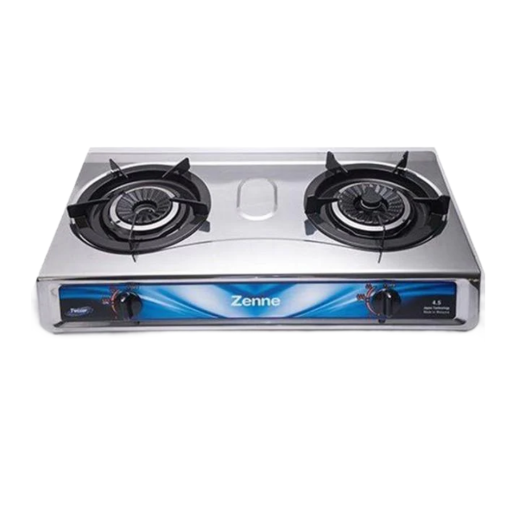 Zenne Twister Double Burner Stainless Steel Gas Cooker | KGS301C-SS