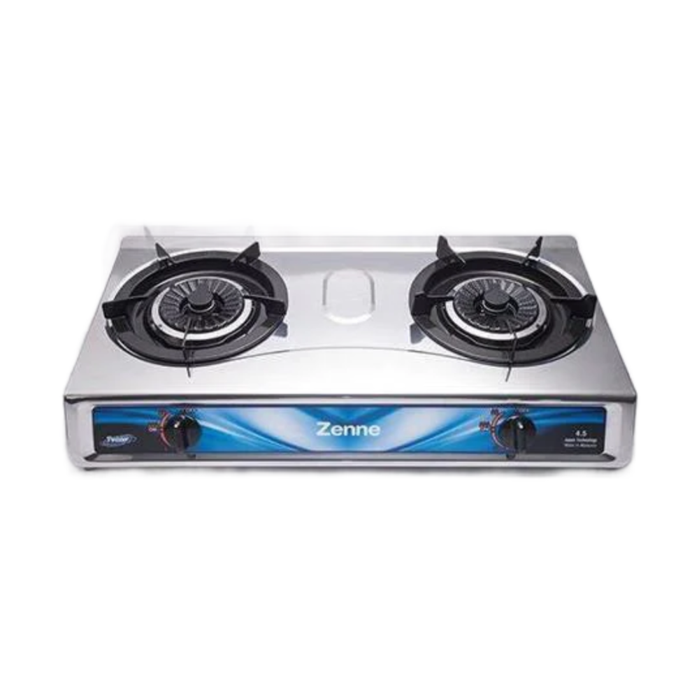 ZENNE DOUBLE BURNER STAINLESS STEEL GAS COOKER