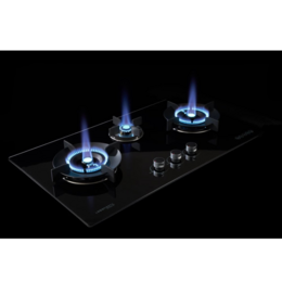 LEBENSSTIL 86 SERIES VOLCANO WOK GLASS 3 BURNER GAS HOB | LKGH-8603MB