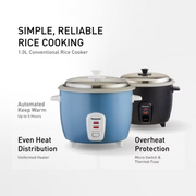 Panasonic 1.0L Conventional Rice Cooker - Mattle Black | SREC10HKSK
