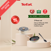 TEFAL BLOSSOM SET (24CM DAISY FRYPAN+24CM BLOSSOM STEWPOT+BRADSHAW SPOON) | 9100057319