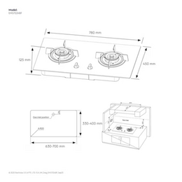 ELECTROLUX 78CM ULTIMATETASTE 300 BUILT-IN GAS HOB WITH 2 BURNER - BLACK GLASS | EHG7224BF