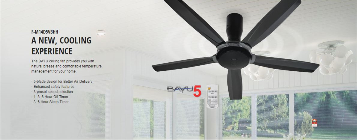 Panasonic Bayu 5 Blades Ceiling Fan 56 Fm14d5vbhh Dark Grey