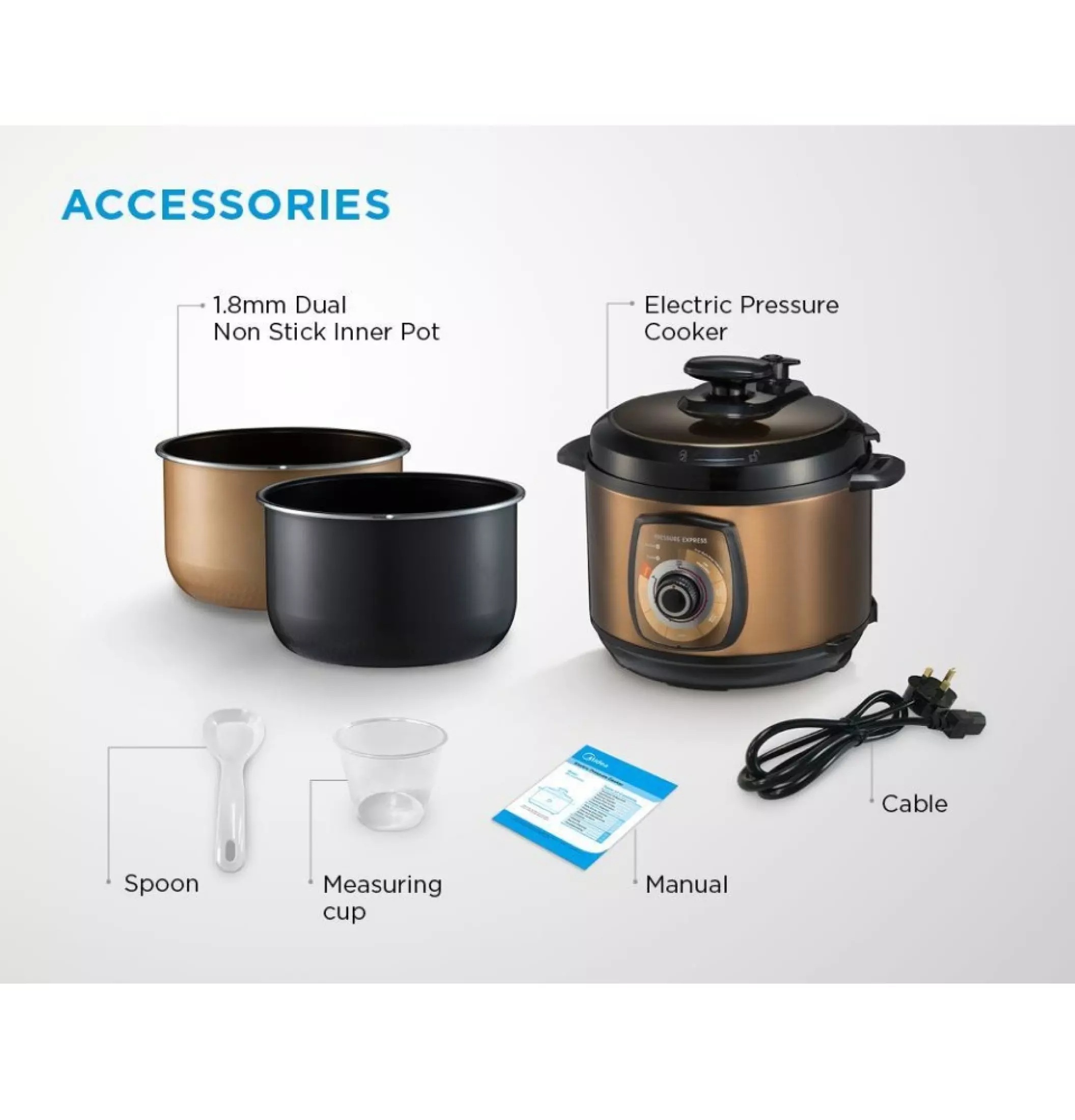 MIDEA 5L Pressure Cooker MYCH502A NonStick Inner Pot 1NOWmy